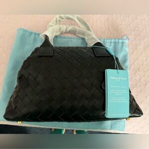 Tiffany & Fred Black Woven Leather Top-Handle Bag - NWT